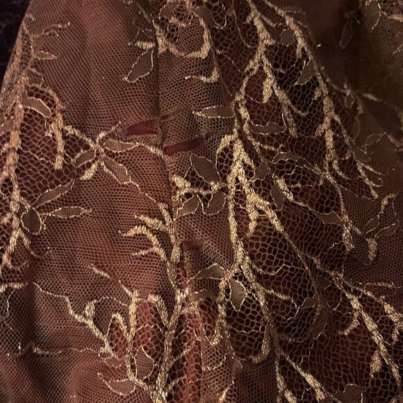 Rtr sz0 Katie May Venus Jumpsuit red wine lace gold shimmer metallic skinny 1 PC - Picture 12 of 13